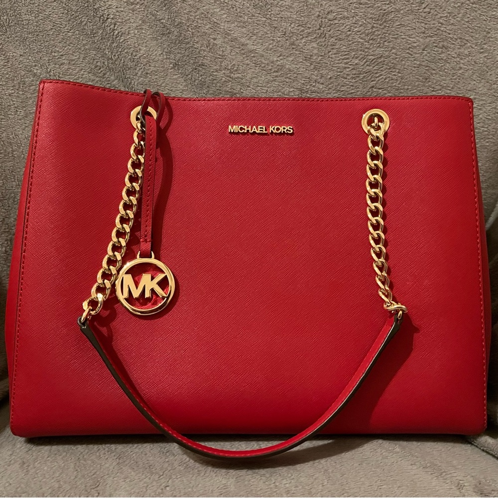 Red/Rose Gold Michael Kors Large Purse